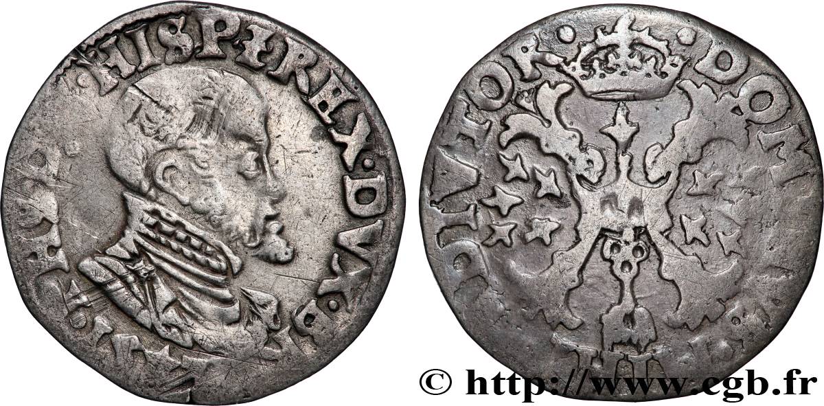 SPANISH LOW COUNTRIES - DUCHY OF BRABANT - PHILIPPE II Dixième d&nbsp;écu philippe 1577 Maastricht q.BB 
