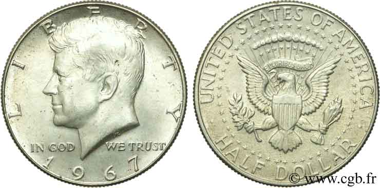 VEREINIGTE STAATEN VON AMERIKA 1/2 Dollar Kennedy 1967 Philadelphie fST 