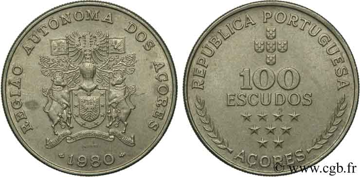 AZORES 100 Escudos 1980  EBC 
