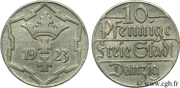 LIBERA CITTA DI DANZICA 10 Pfennig 1923  SPL 