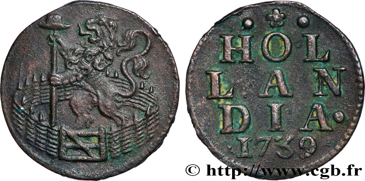 PAíSES BAJOS - PROVINCIAS UNIDAS 1 Duit Hollande 1739  MBC+ 