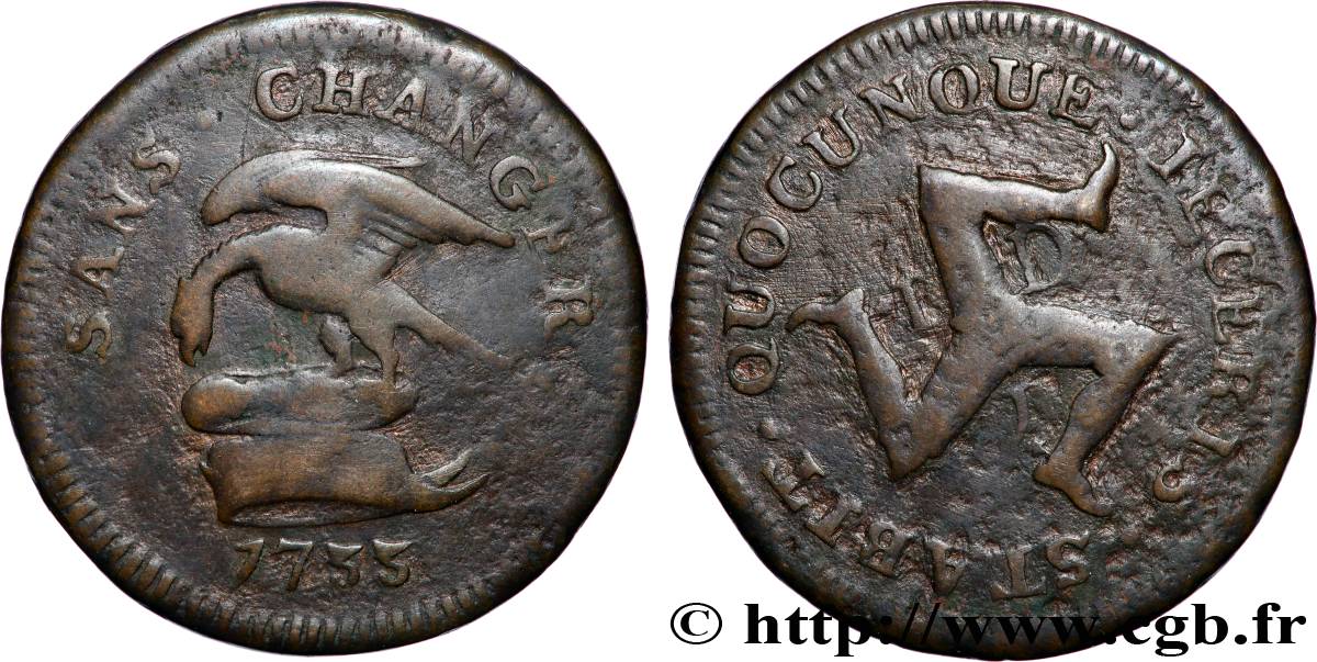 INSEL MAN 1 Penny aigle et Triskèle 1733  fSS/SS 