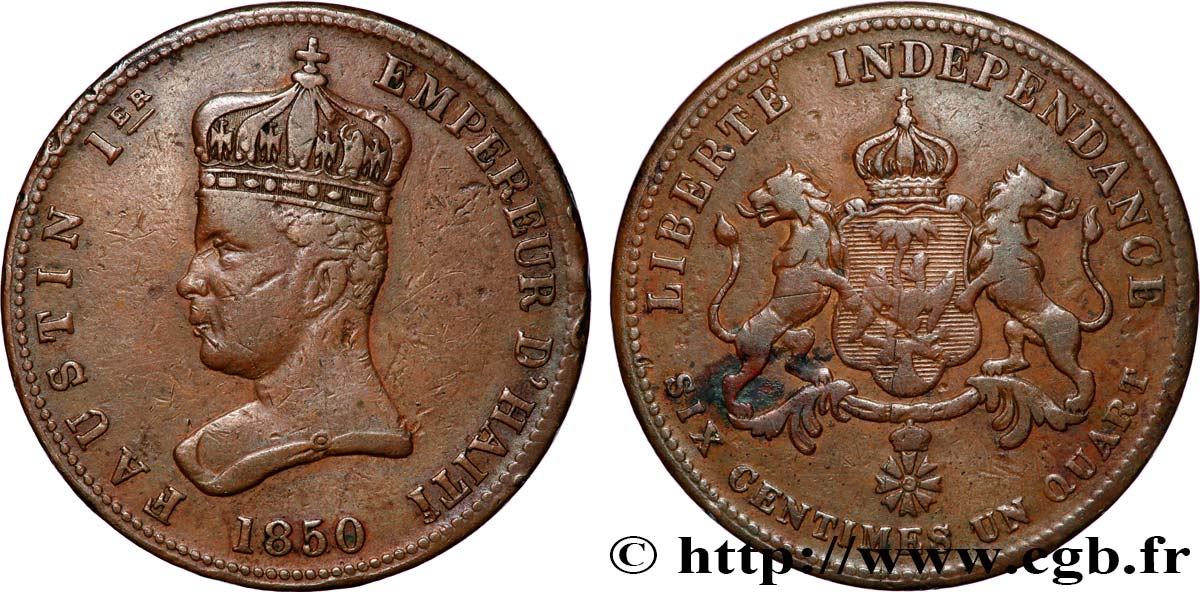 HAÏTI 6 Centimes 1/4 Empereur Faustin Ier 1850  TTB 