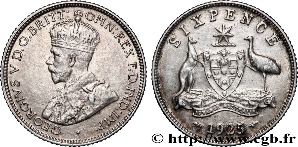 AUSTRALIE 6 Pence Georges V 1925  SUP 