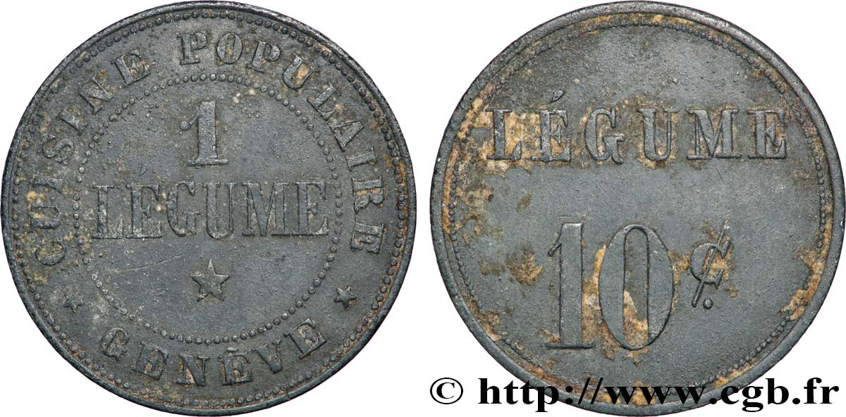 SWITZERLAND 10 Centimes / 1 Légume - Jeton de rationnement Genève n.d.  XF 