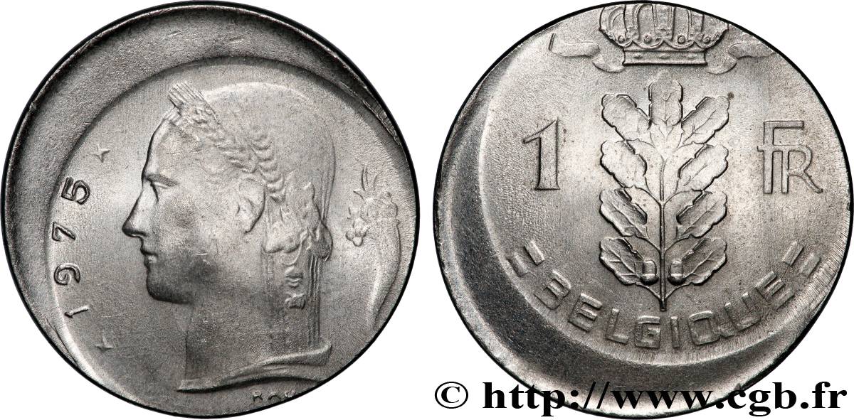 BELGIEN 1 Franc, type Cérès, frappe casquette 1975 Bruxelles fVZ 