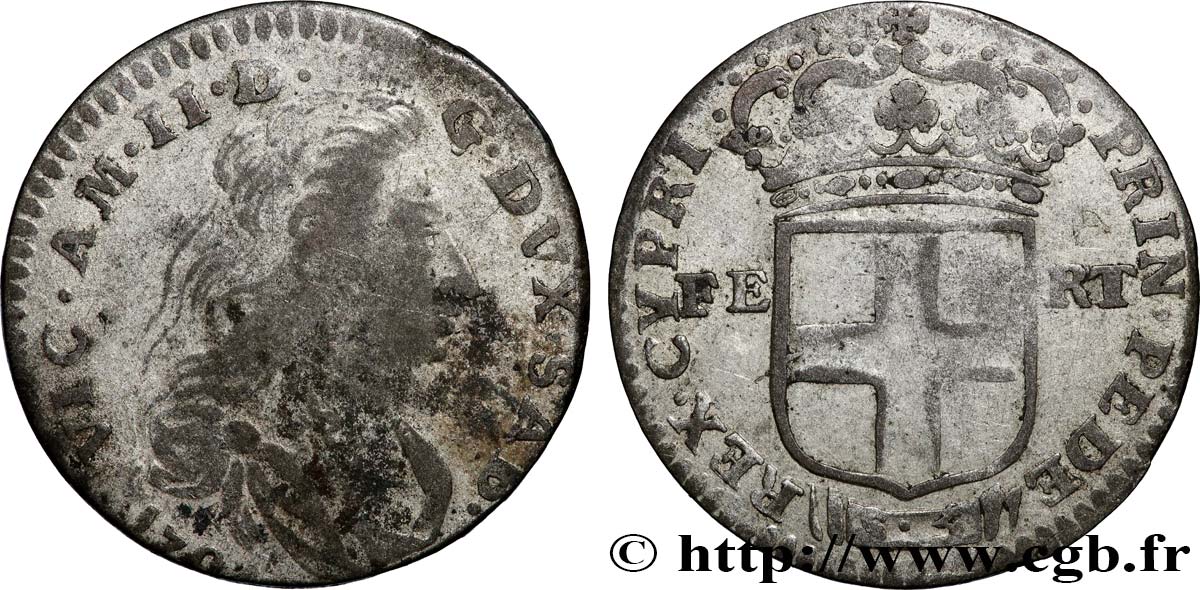 SAVOIE - DUCHÉ DE SAVOIE - VICTOR-AMÉDÉE II 5 sols (5 soldi) 170[?] Turin TB/TB+ 