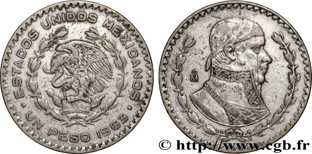 MEXIQUE 1 Peso Jose Morelos y Pavon 1963 Mexico TTB 