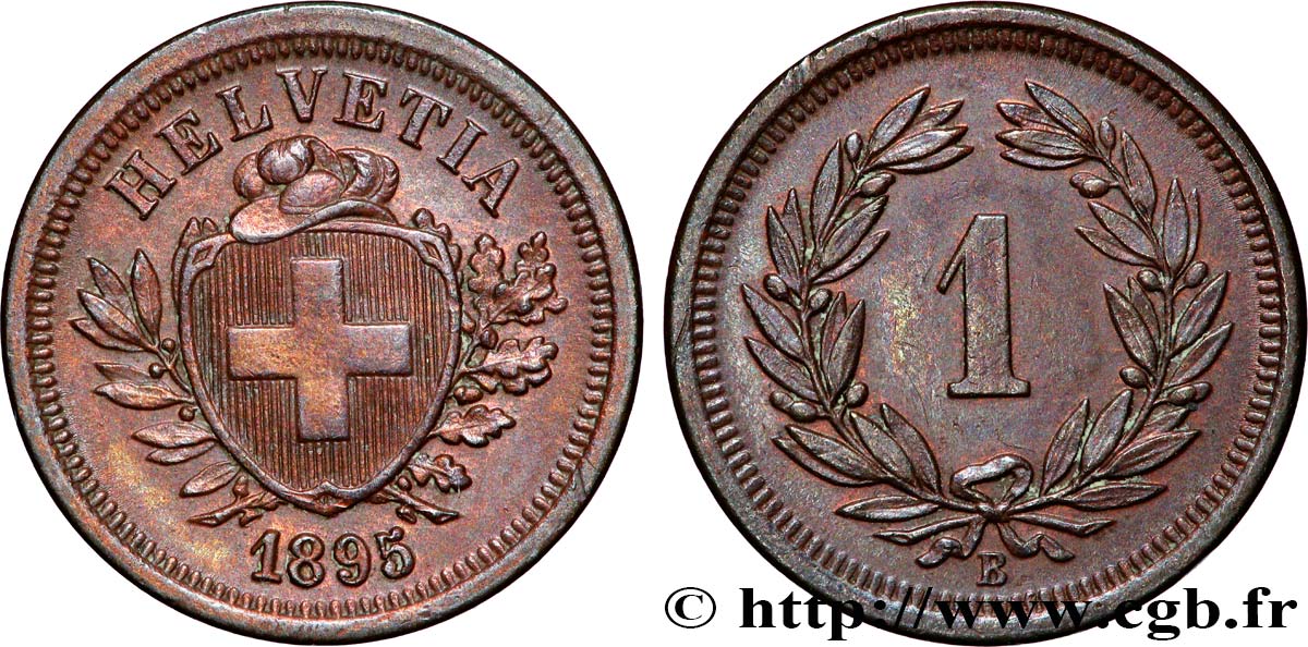 SWITZERLAND 1 Centime (Rappen) 1895 Berne AU 