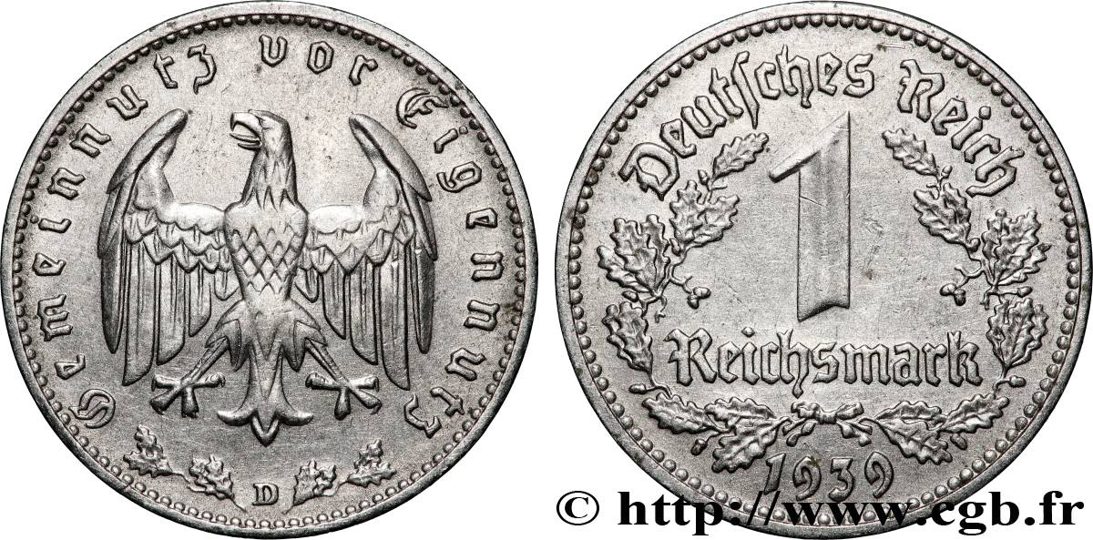 ALLEMAGNE 1 Reichsmark aigle 1939 Munich - D TTB+ 
