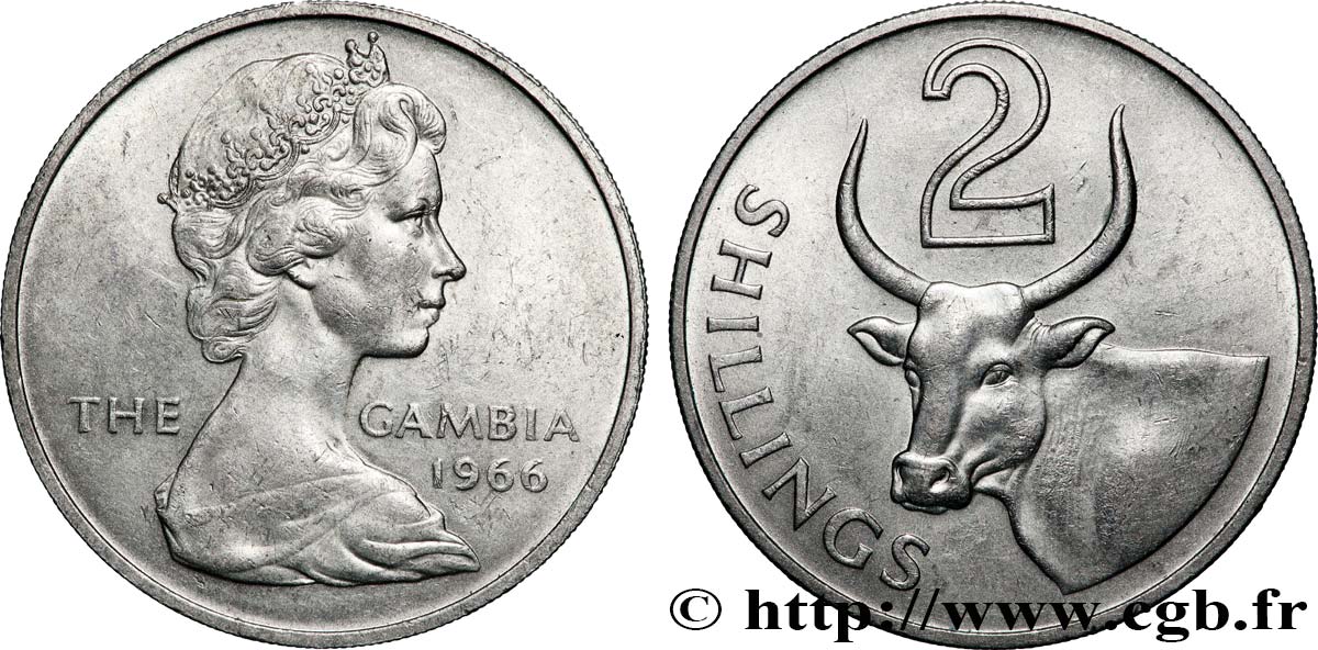GAMBIE 2 Shillings Elisabeth II 1966 Londres SUP 