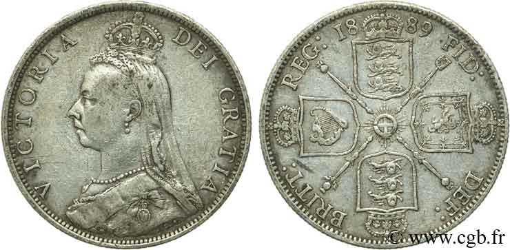 UNITED KINGDOM 1 Florin Victoria buste du jubilé 1889  XF 