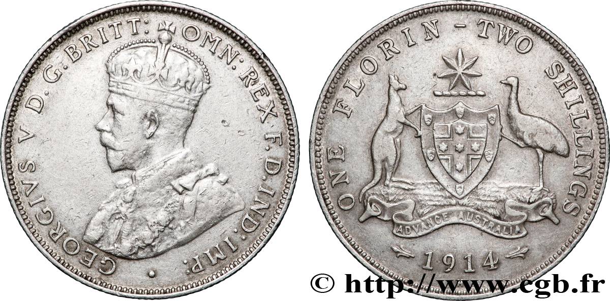 AUSTRALIEN 1 Florin Georges V 1914 Heaton SS 