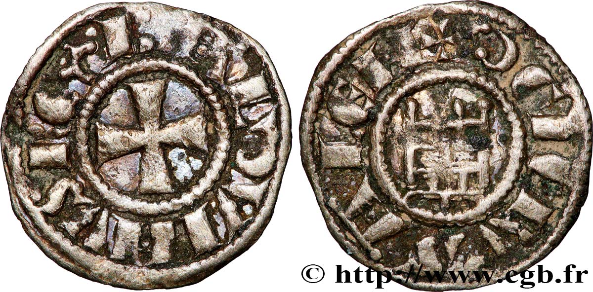 TERRE SAINTE - ROYAUME DE JÉRUSALEM - BAUDOUIN III Denier n.d. Jérusalem TTB 