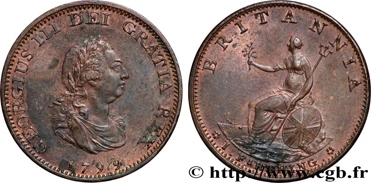 GRANDE-BRETAGNE - GEORGES III 1 Farthing 1799 Soho SUP 