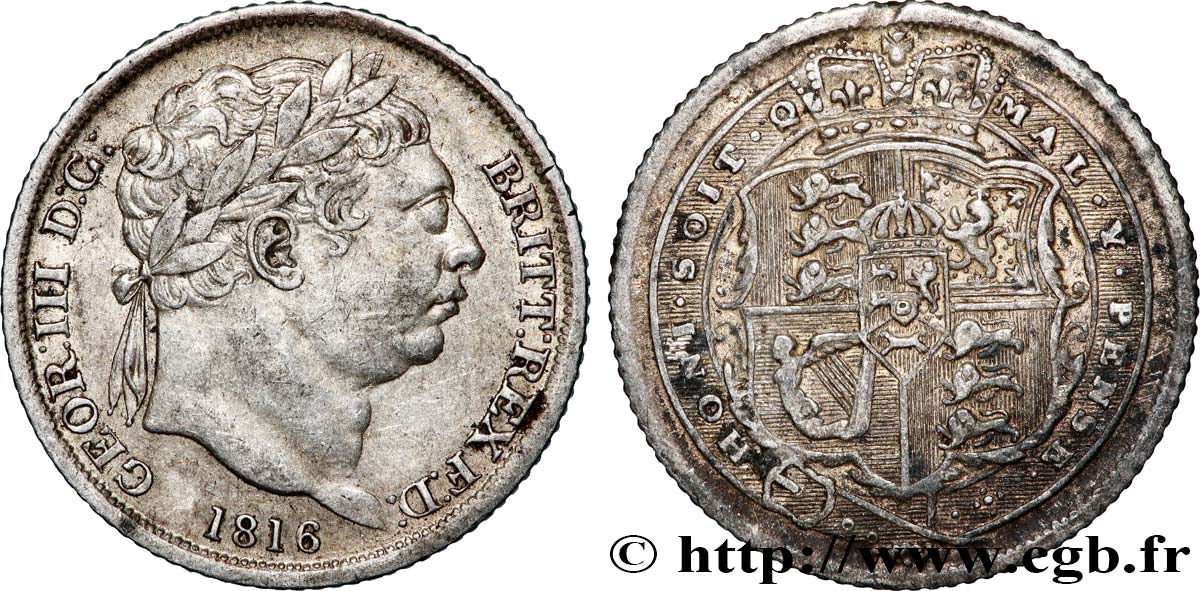 GRAN BRETAGNA - GIORGIO III 6 Pence  1816 Londres q.SPL 