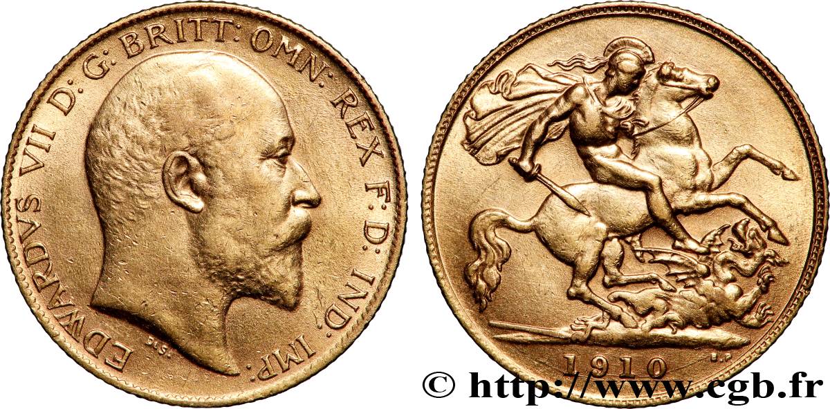 GOLD, PALLADIUM & PLATINUM INVESTMENT 1/2 Souverain Edouard VII 1910 Londres XF 