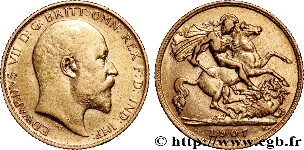 GOLD, PALLADIUM & PLATINUM INVESTMENT 1/2 Souverain Edouard VII 1907 Londres XF 