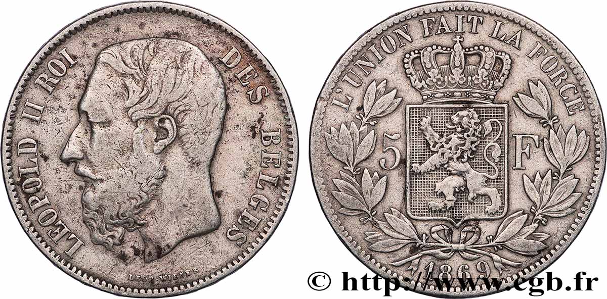 ARGENTO INVESTIMENTO 5 Francs  1869  q.BB 