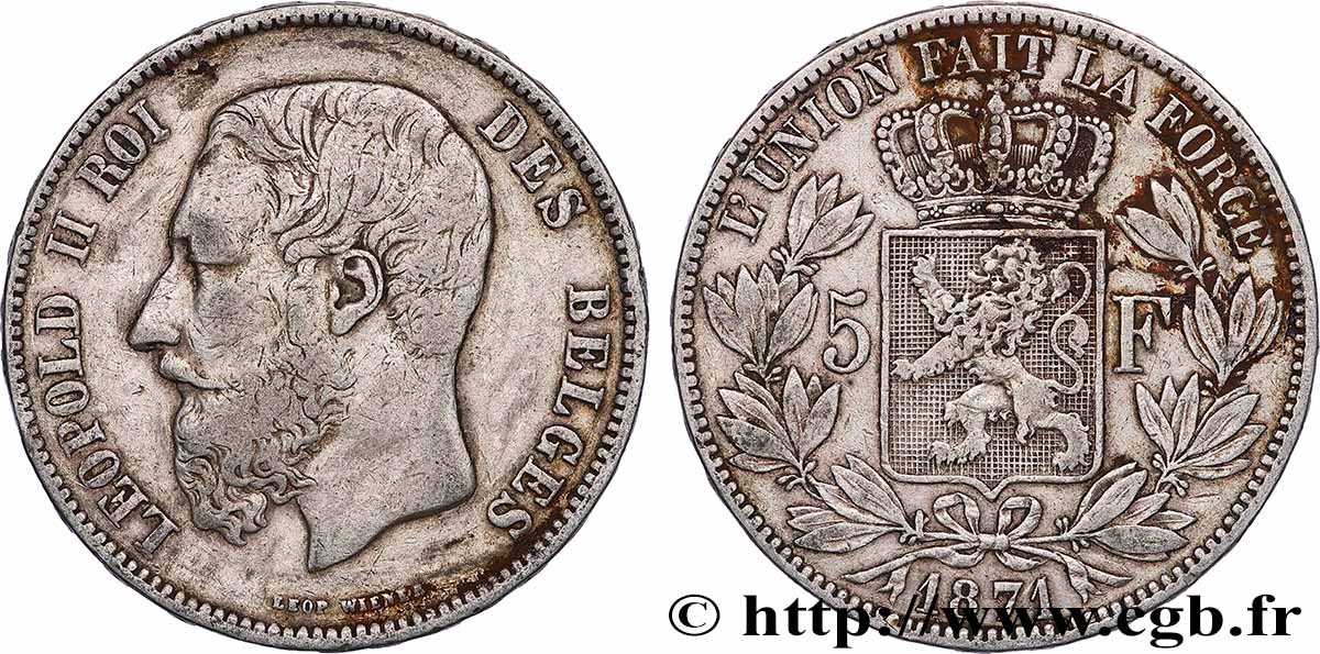 SILVER INVESTMENT 5 Francs  1871  XF 