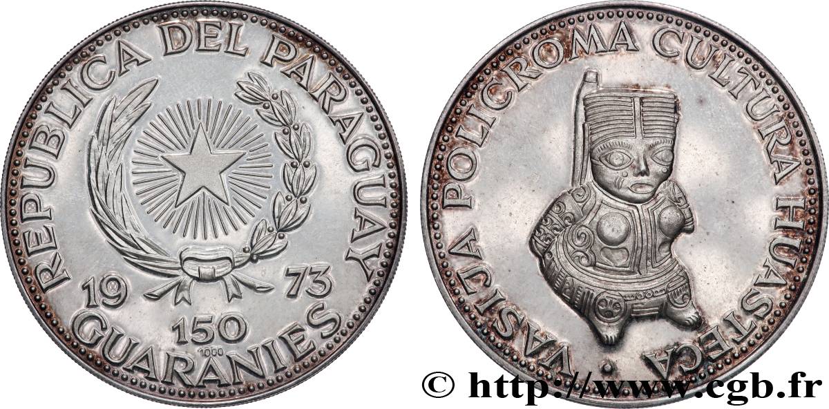 PARAGUAY 150 Guaranies Proof Cultures de la Mésoamérique 1973  SUP 