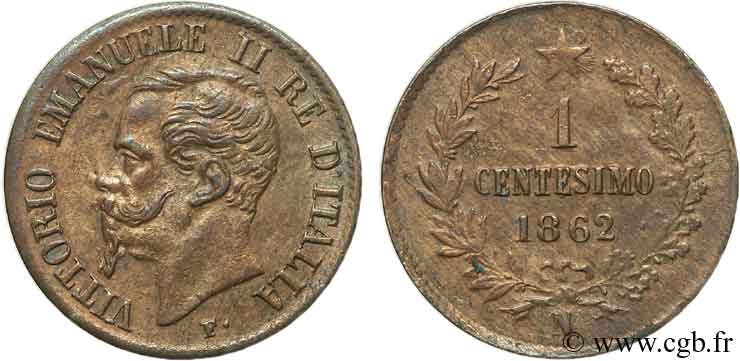 ITALIA 1 Centesimo Victor Emmanuel II 1862 Naples - N MS 