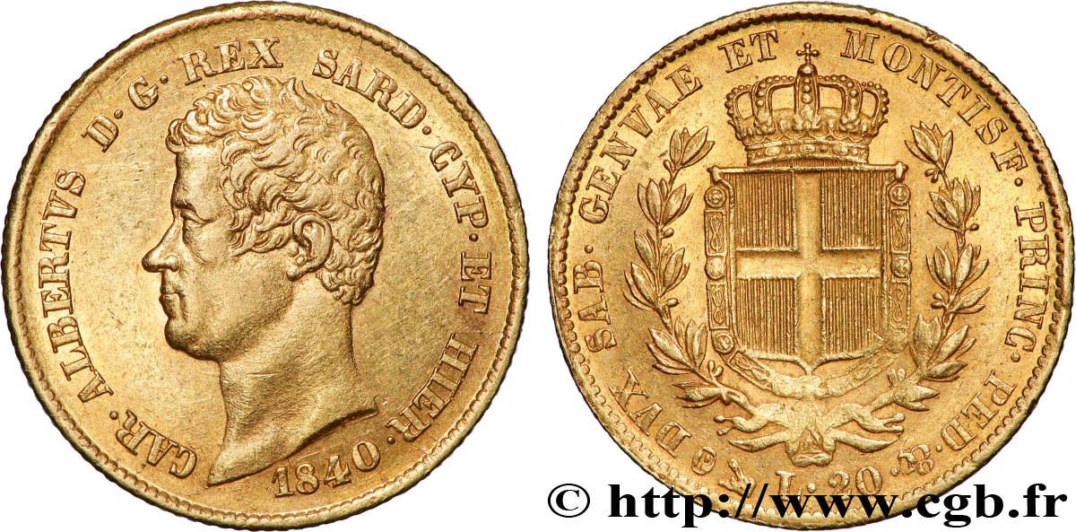 ITALIEN - KÖNIGREICH SARDINIEN -  KARL ALBERT 20 Lire 1840 Gênes VZ 