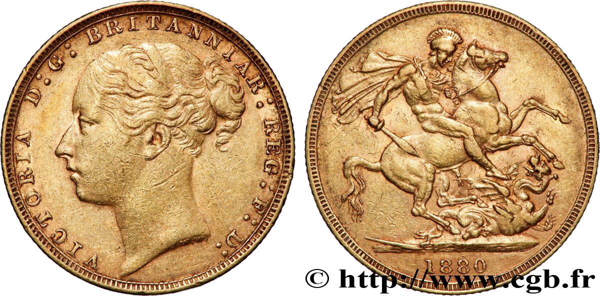 GRANDE BRETAGNE - VICTORIA 1 Souverain Victoria 1880 Londres TTB+ 