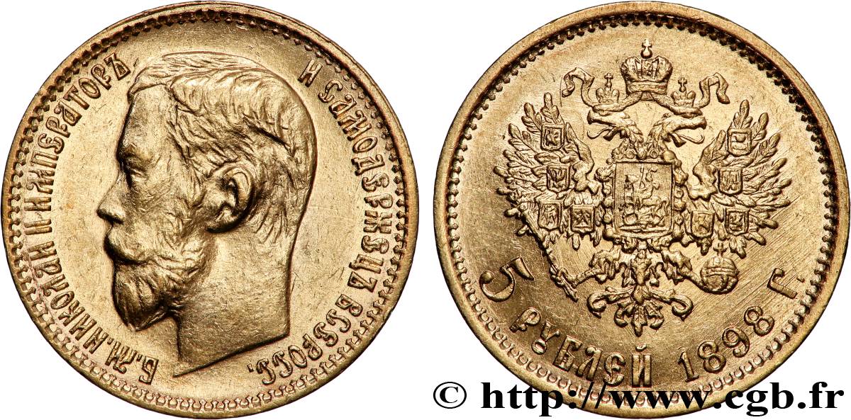 RUSSLAND - NIKOLAUS II. 5 Roubles or 1898 Saint-Pétersbourg VZ 