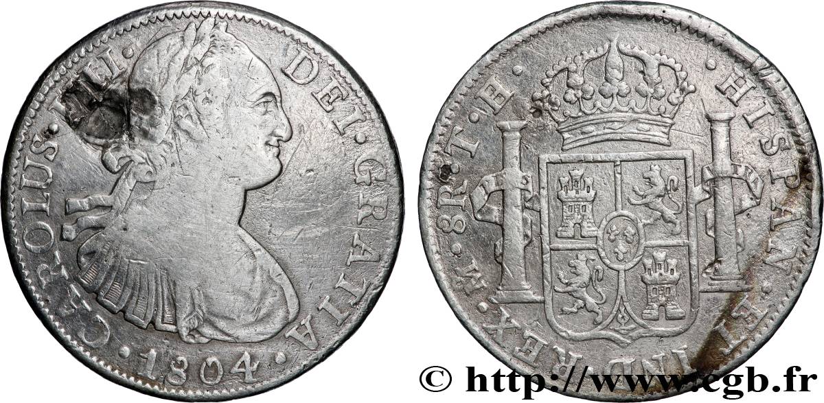 MEXICO - CHARLES IV 8 Reales  1804 Mexico VF 