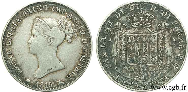 ITALIA - PARMA E PIACENZA 1 Lire Marie-Louise, Duchesse de Parme 1815 Milan q.BB 