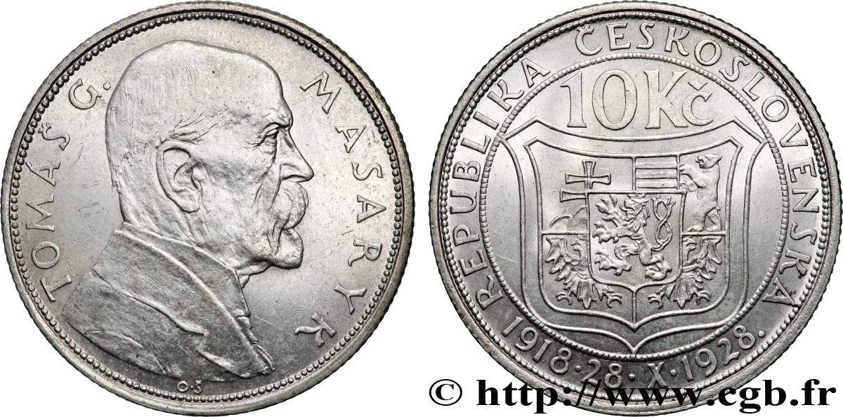 CECOSLOVACCHIA 10 Korun Thomas Masaryk 1928  SPL 