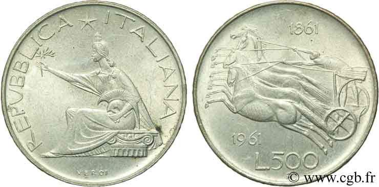 ITALIA 500 Lire Centenaire de l’Unité Italienne 1961 Rome - R MS 