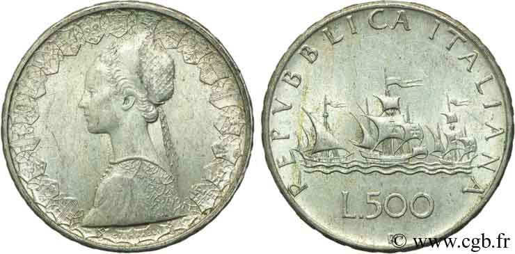 ITALIA 500 Lire “caravelles” 1960 Rome - R EBC 