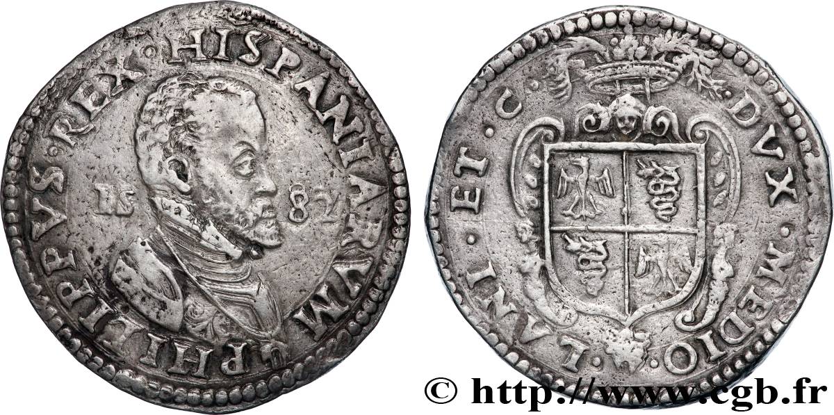 ITALIEN - HERZOGTUM MILAND - PHILIPP II. VON SPANIEN Scudo (ou Ducaton) 1582 Milan fSS 