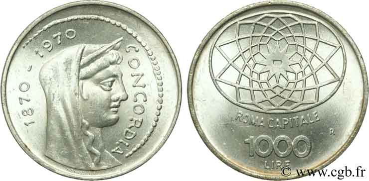 ITALIA 500 Lire Centenaire de Rome, capitale d’Italie 1970 Rome - R SC 
