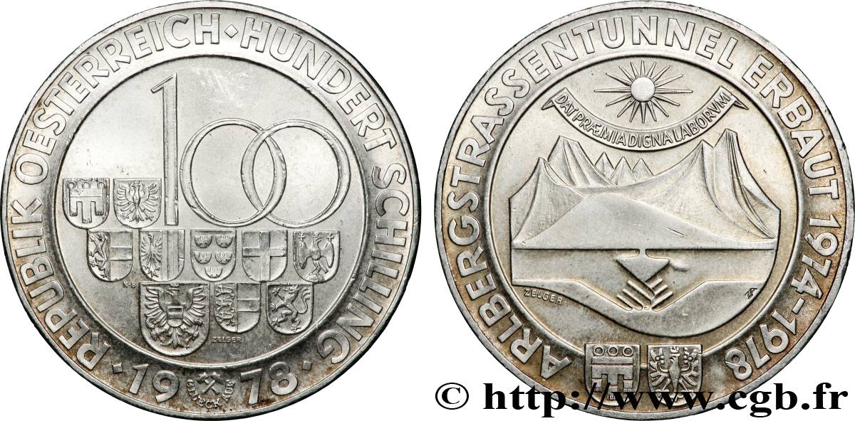 AUSTRIA 100 Schilling ouverture du tunnel de l’Arlberg 1978  EBC 