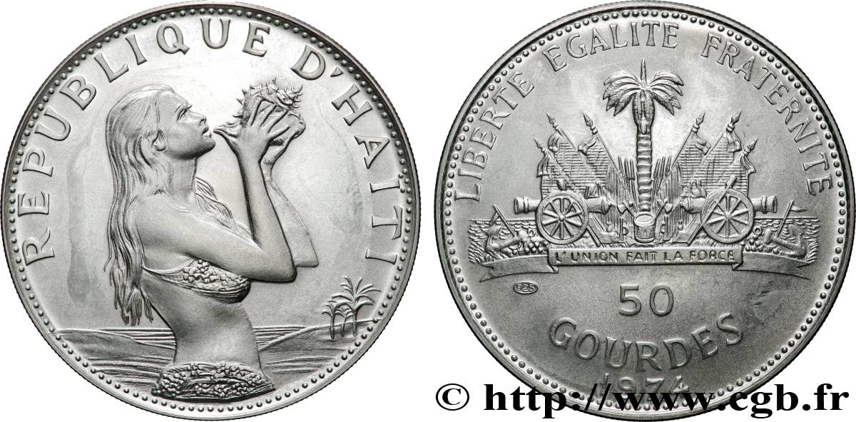HAITI 50 Gourdes Proof femme buvant / armes 1974  fST 