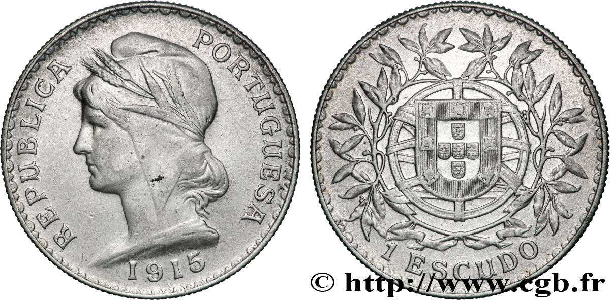 PORTUGAL 1 Escudo 1915  AU 