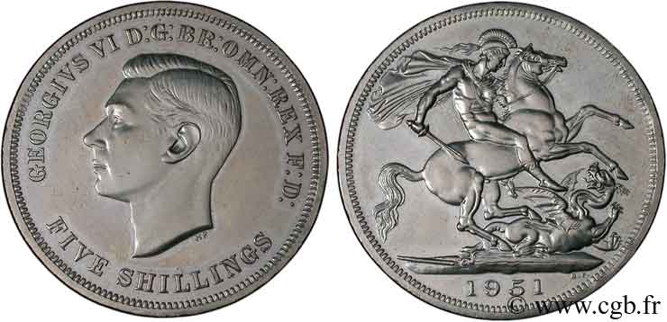 REINO UNIDO 1 Crown “Festival of Britain” Georges VI / St Georges terrassant le dragon 1951  EBC 