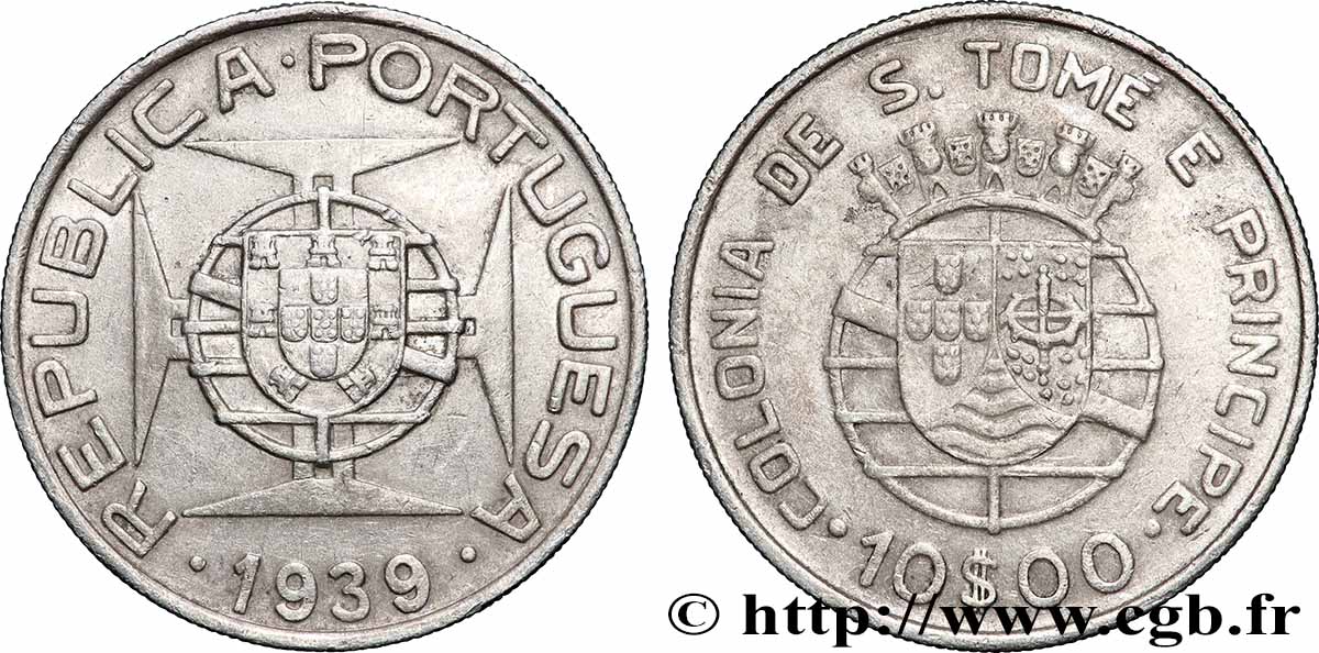 SAO TOMÉ UND PRINCIPE 10 Escudos colonie portugaise 1939 Lisbonne SS 