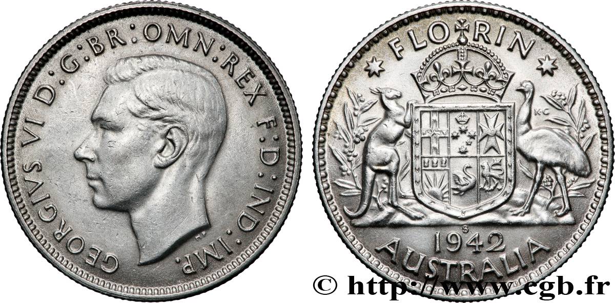 AUSTRALIA 1 Florin Georges VI 1942 Sydney AU 