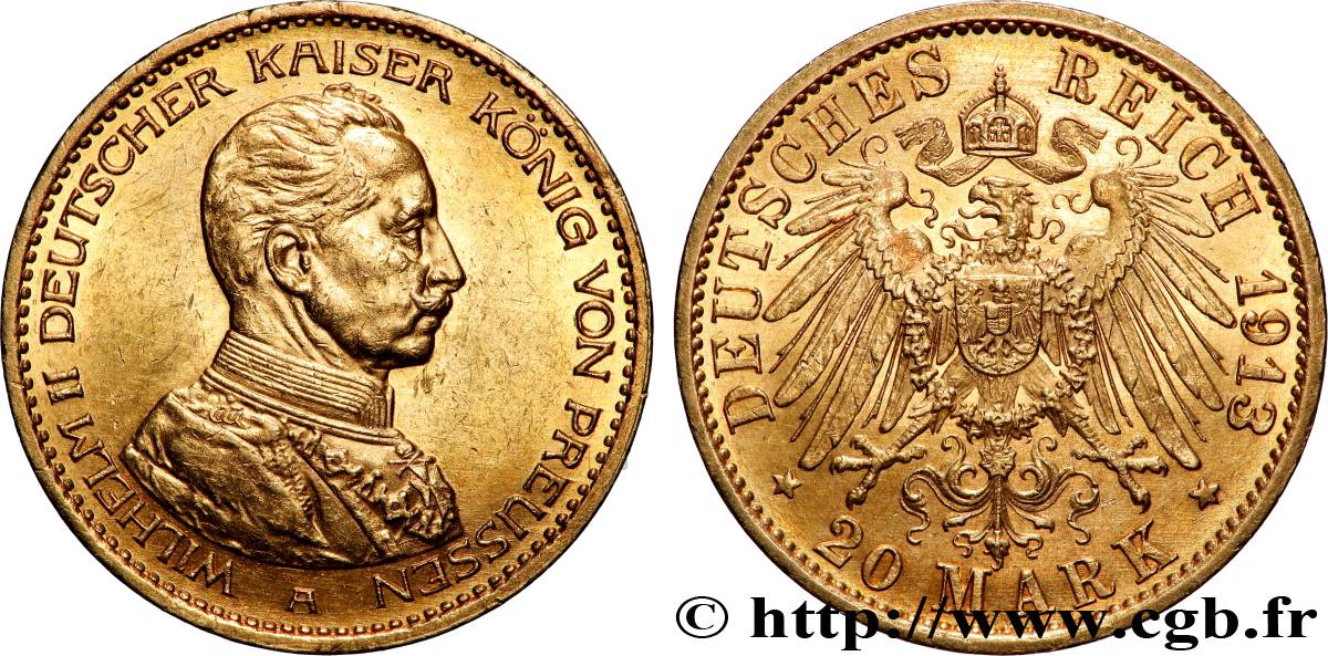 ORO, PALLADIO E PLATINO: INVESTIMENTI 20 Mark Guillaume II 1913 Berlin SPL 