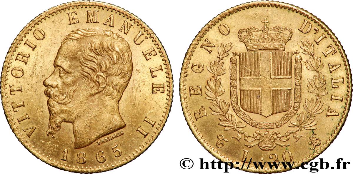 ORO, PALLADIO E PLATINO: INVESTIMENTI 20 Lire Victor Emmanuel II  1865 Turin q.SPL 