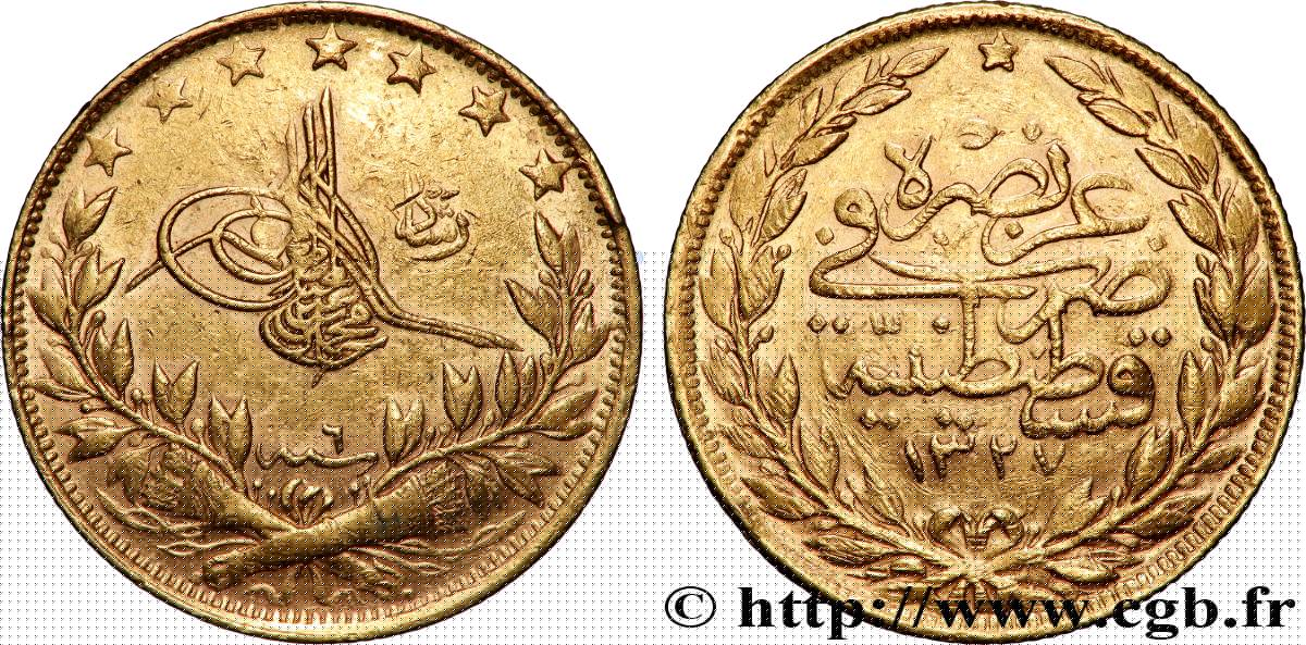 ORO, PALLADIO E PLATINO: INVESTIMENTI 100 Kurush Sultan Mohammed V Resat AH 1327 An 6 1914 Constantinople BB 
