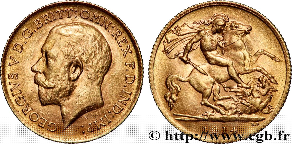 ORO, PALLADIO E PLATINO: INVESTIMENTI 1/2 Souverain Georges V 1914 Londres q.SPL 