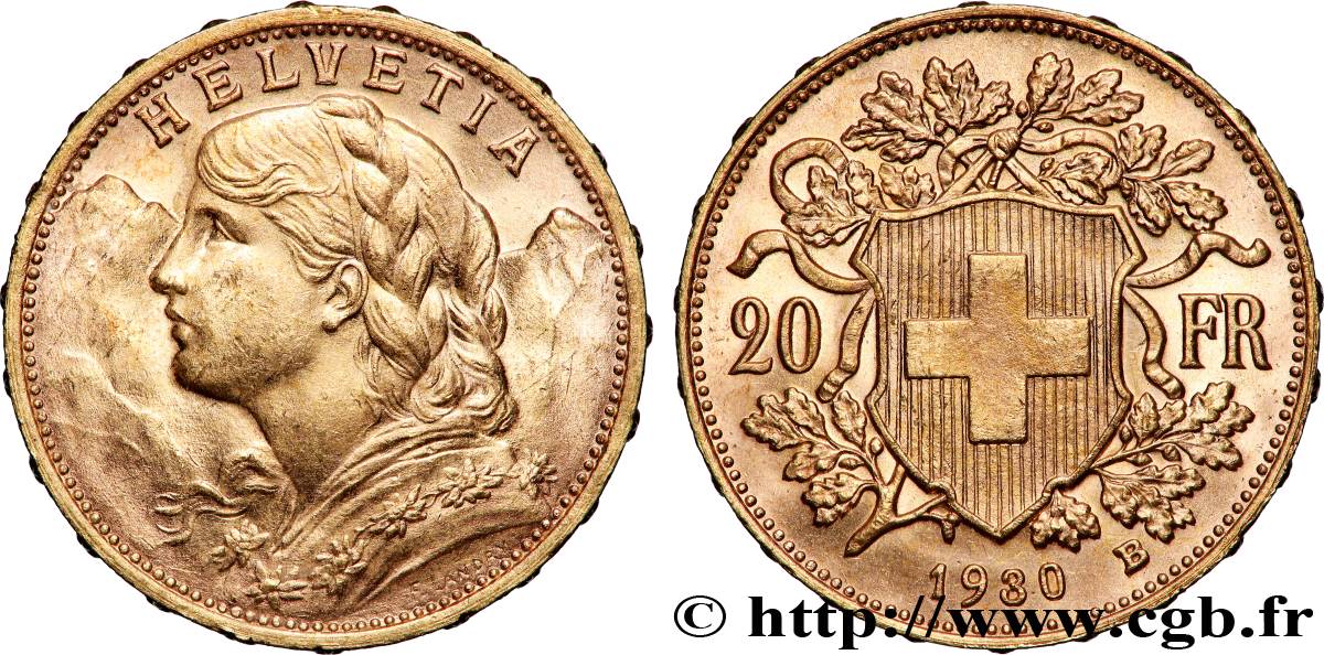 GOLD-, PALLADIUM- UND PLATIN-INVESTITIONEN 20 Francs &nbsp;Vreneli&nbsp; 1930 Berne VZ 