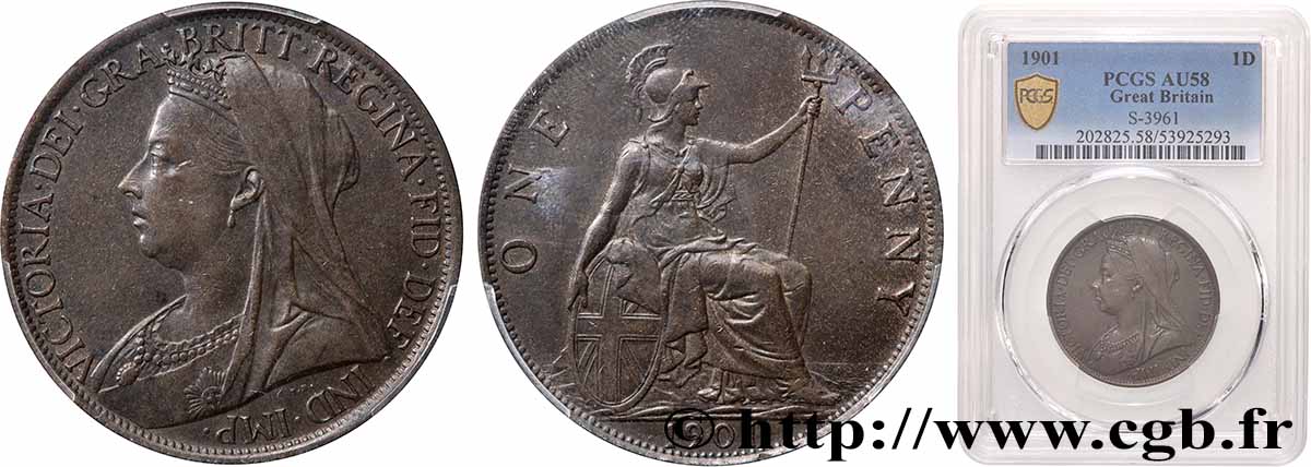 UNITED KINGDOM 1 Penny Victoria 1901 Londres AU58 PCGS
