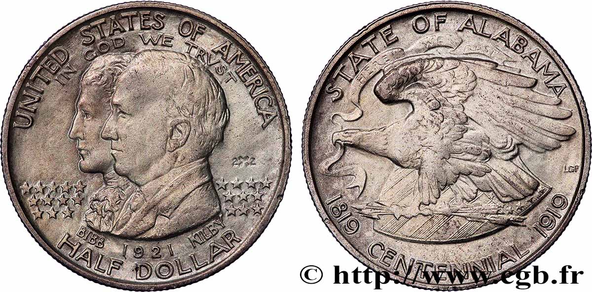 UNITED STATES OF AMERICA 1/2 Dollar Alabama Centennial 1921 Philadelphie AU 