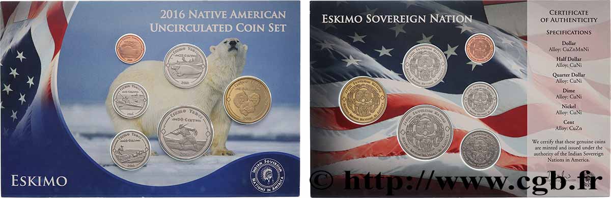 VEREINIGTE STAATEN VON AMERIKA - Indianerstämme Série de 6 monnaies Eskimos 2016  ST 